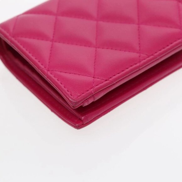 CHANEL Wallet Lamb Skin Pink Gold CC Auth 94678AM - Picture 4 of 16